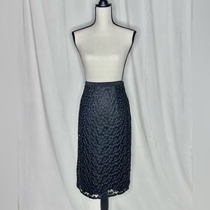 Women's Milly Floral Embroidery Midi Skirt Black Size 8 NWT